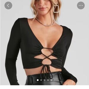 NWT Windsor Black Lace Up Top- M